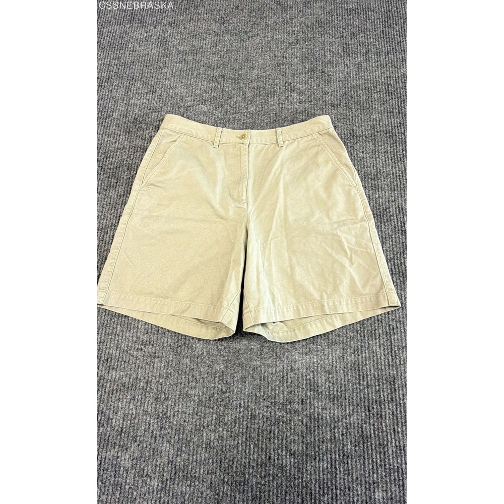 Lauren Ralph Lauren Women's Khaki Cotton Twill Flat Front Chino Shorts Size 8